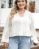 Immagine di CURVY GIRL CREAM LACE V NECK BUTTON UP SHIRT